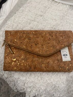 Francesca's Collections Cork Foldover Clutch with Gold Flecks